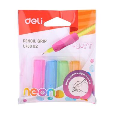 Deli - pencil grip - 4 grip per matite 12 x 12 x 39 mm - colori assortiti