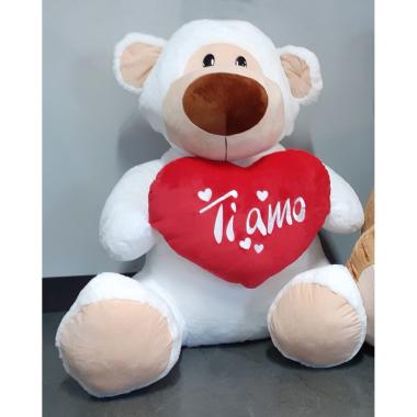 Orso bianco cm 30 con cuore ti amo/sei il mio amore