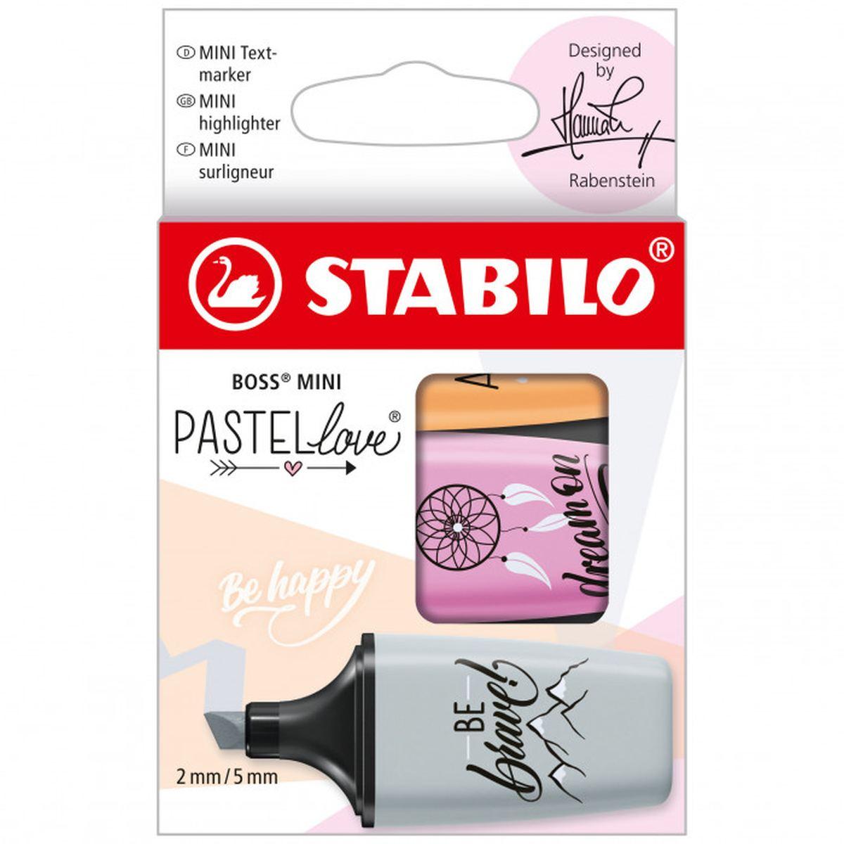 Stabilo - evidenziatore boss mini pastel love - 3 pz
