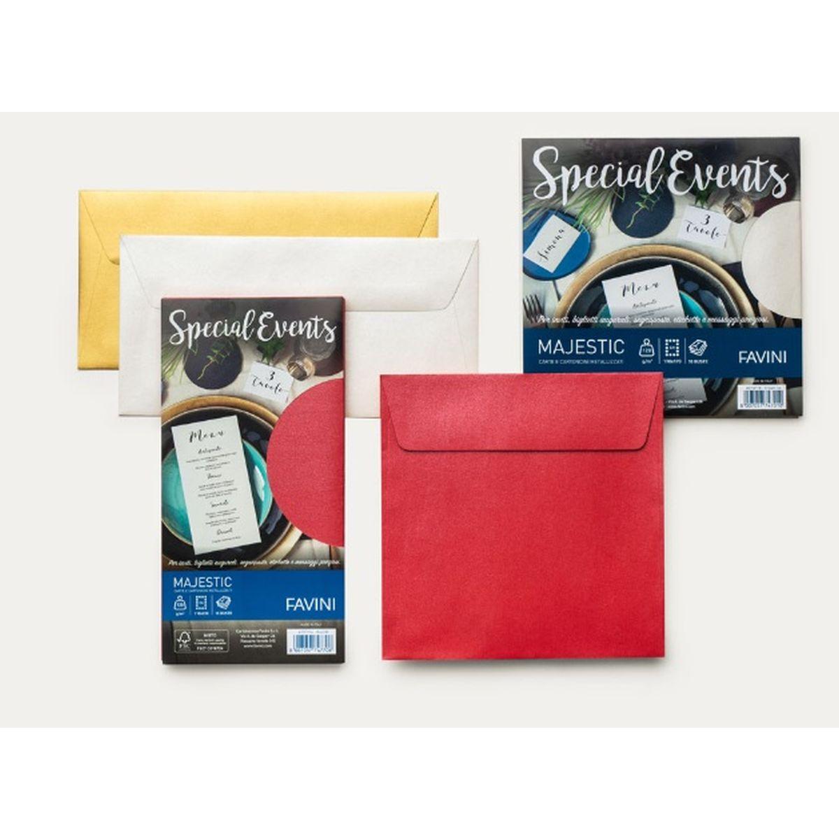 Favini - special events - buste in carta metallizzata - formato ch 17 x 17 cm - confezione da 10 pz