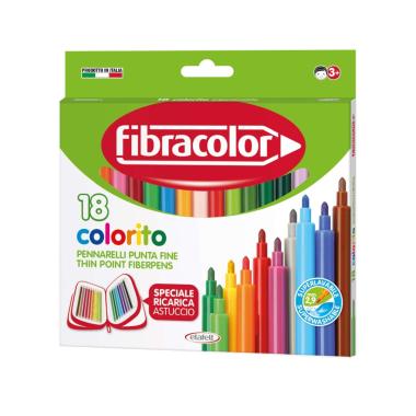 Fibracolor colorito - pennarelli punta fine - confezione da 18 pz - speciale ricarica astuccio
