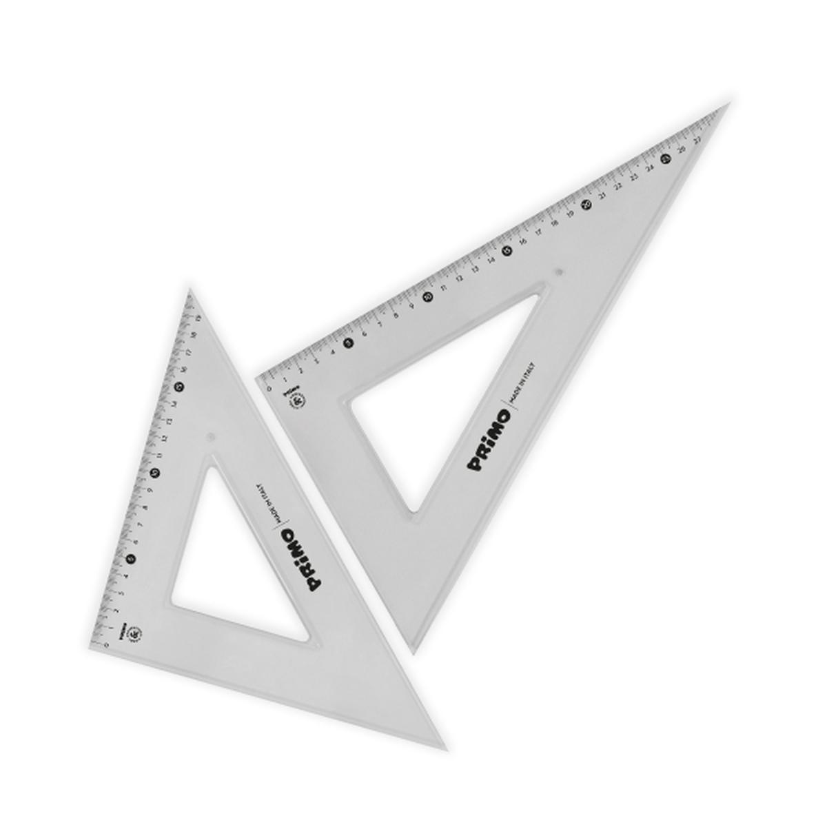 Primo - set squadre da 45°/35 cm e 60°/35 cm - in polistirolo - grigio fumÉ - antiriflesso