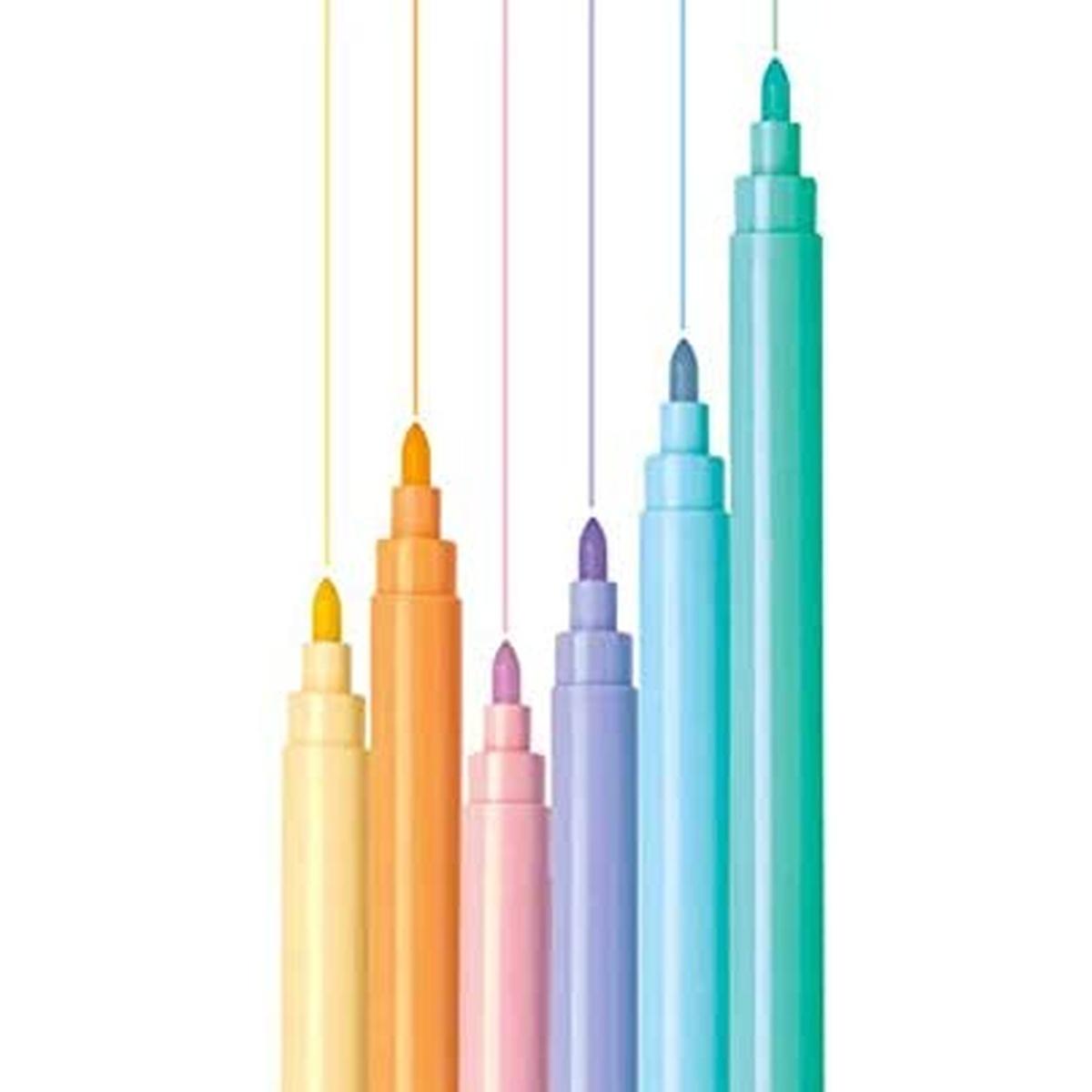Fibracolor colorito pastel - pennarelli punta fine 3 mm - confezione da 6 pz