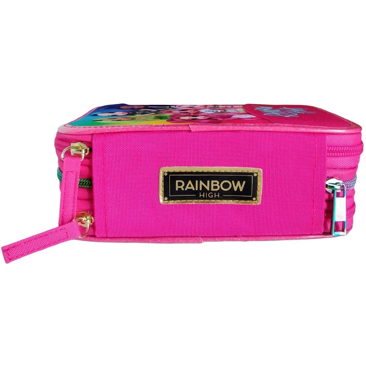 Astuccio corredo scuola 3 zip rainbow high con penna frixion