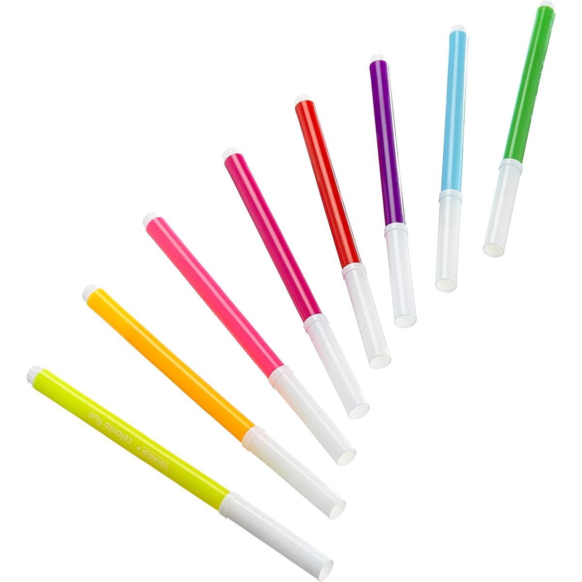 Fibracolor colorito fluo - punta fine 3 mm  confezione da 8 pz