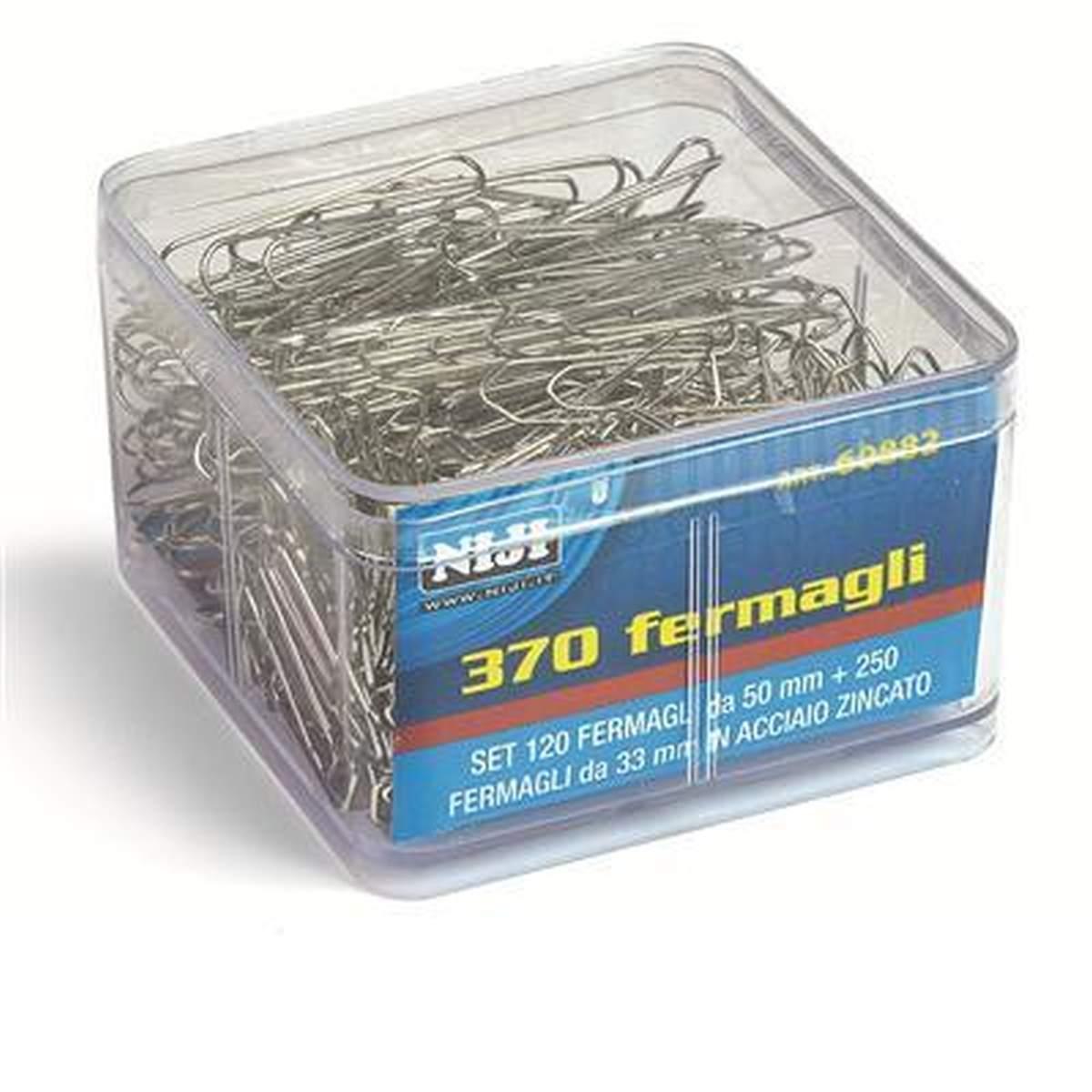 Lebez - set 120 fermagli da 50 mm + 250 fermagli da 33 mm