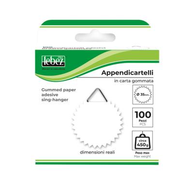 Lebez - appendicartelli adesivi - 2 cm - carta gommata - bianco - conf. 100 pezzi