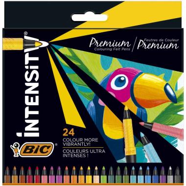 Bic intensity premium grip - pennarelli colorati - scatolo 24 pz