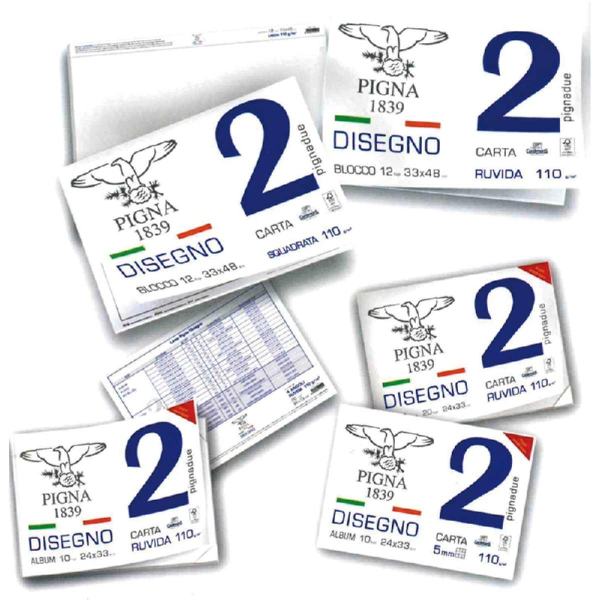 Pigna - album disegno pigna 2 - carta ruvida - 12 fg - 110 gr - 33 x 48 cm