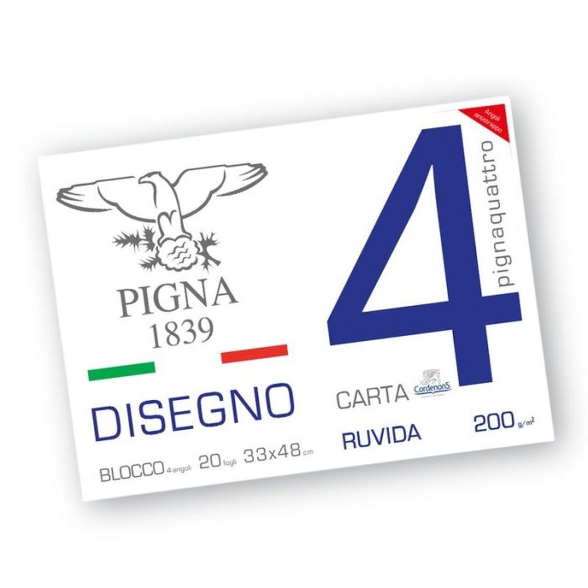 Pigna - album disegno 4 angoli - carta ruvida - 20 fg - 200 gr - 33 x 48 cm