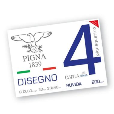 Pigna - album disegno 4 angoli - carta ruvida - 20 fg - 200 gr - 33 x 48 cm