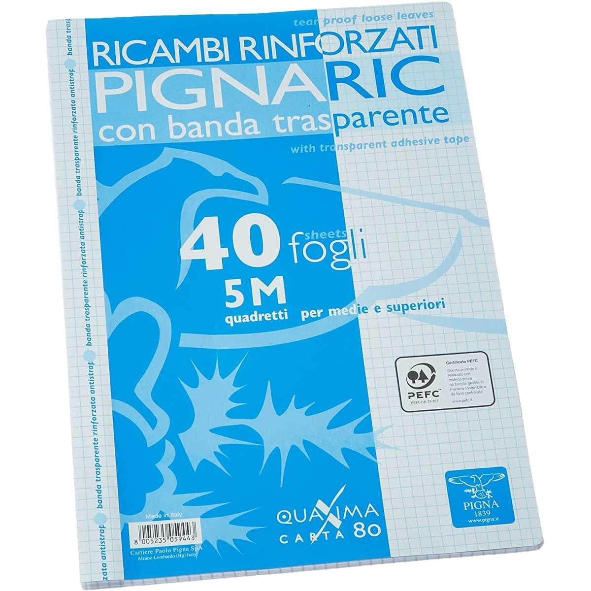 Pigna - ricambi rinforzati bianchi - 40 fg - a4 - 80 gr