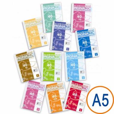 Pigna - ricambi rinforzati bianchi - 40 fg - a5 - 80 gr