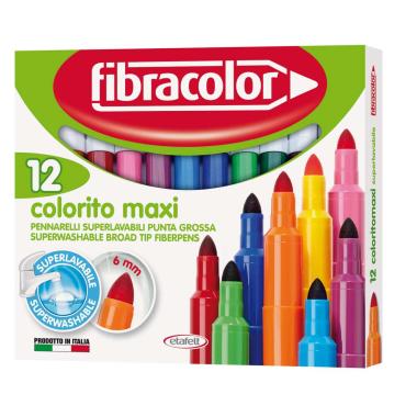 Fibracolor 12 pennarelli punta grossa colorito maxi