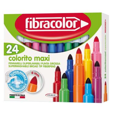 Fibracolor 24 pennarelli punta grossa colorito maxi