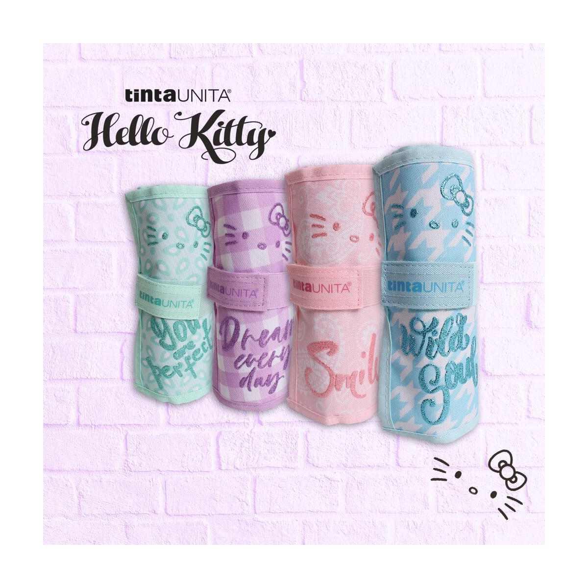 Tinta unita hello kitty - borsellino rotolo con 24 pastelli + 1 matita + mini astuccio