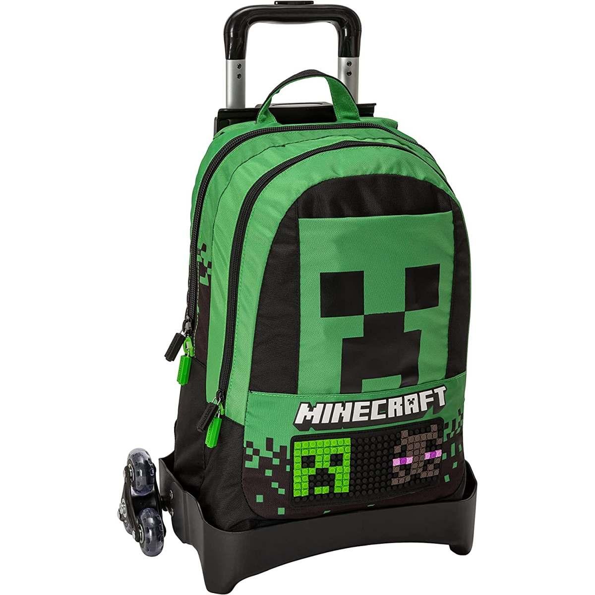 Zaino organizzato trolley staccabile pixels minecraft