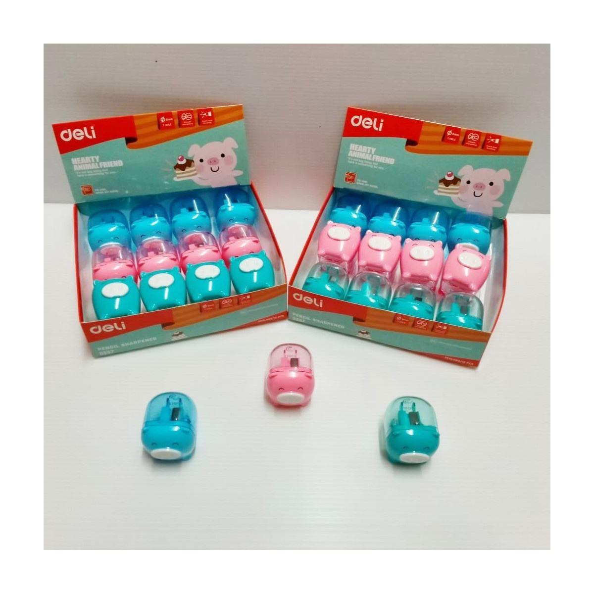 Deli - temperino ad 1 foro con contenitore - forma maialino