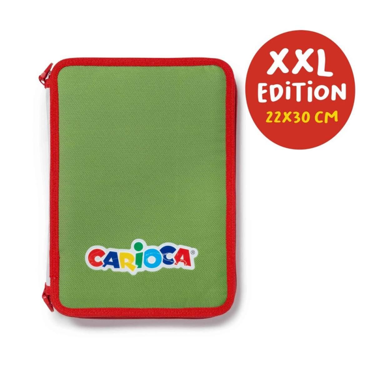 Carioca astuccio xxl pastel - astuccio grande a tracolla con matite colorate e pennarelli -  astuccio 2 zip con album da colorare - 73 pezzi