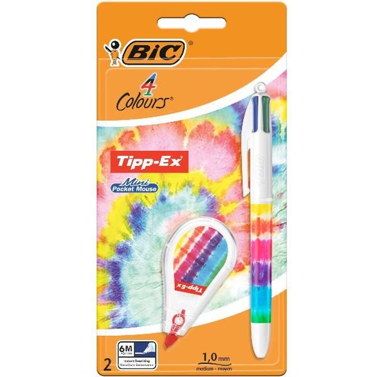 Bic 4 colours + correttore a nastro - decocarzione tie dye