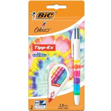 Bic 4 colours + correttore a nastro - decocarzione tie dye