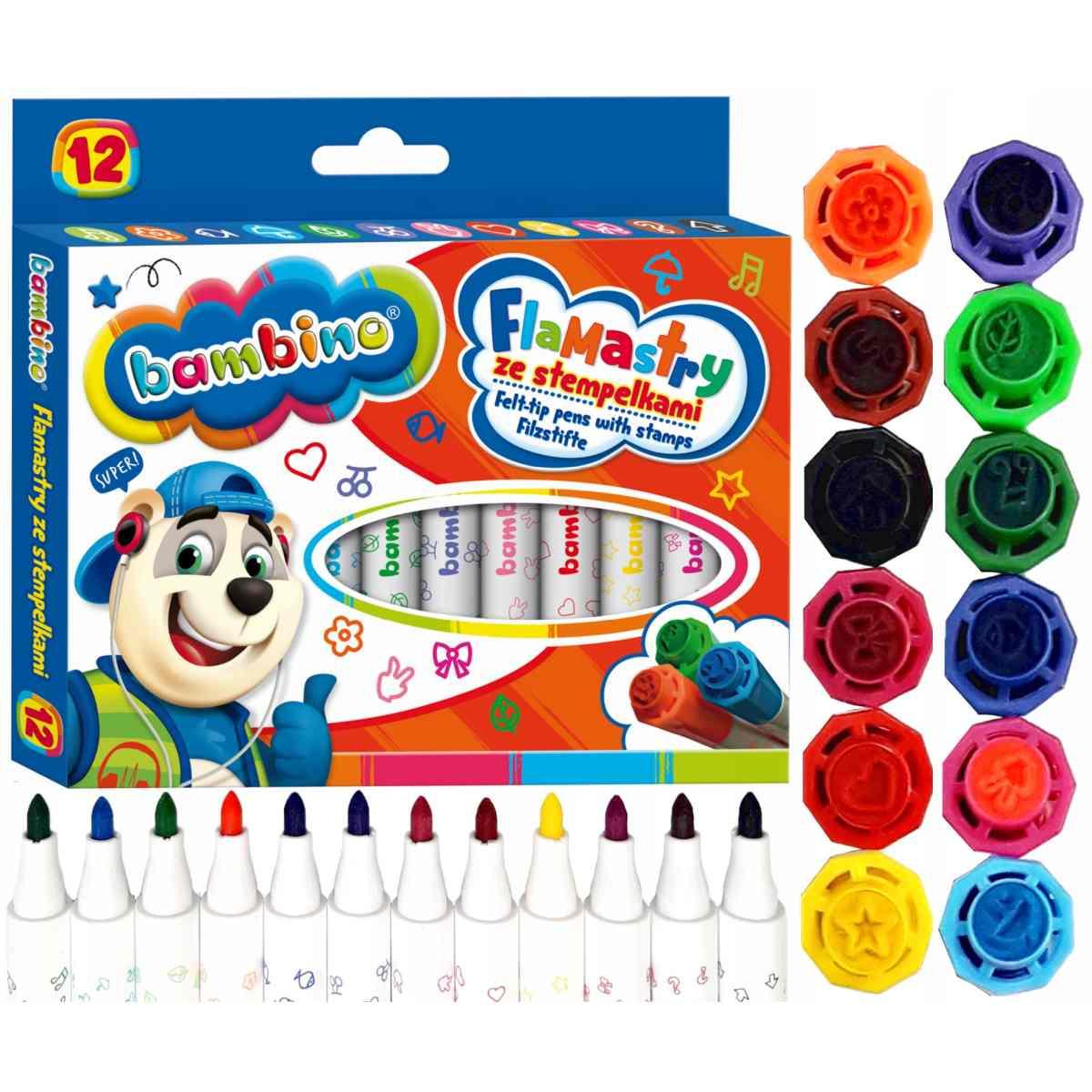 Bambino - pennarelli con timbro - confezione da 12 pz