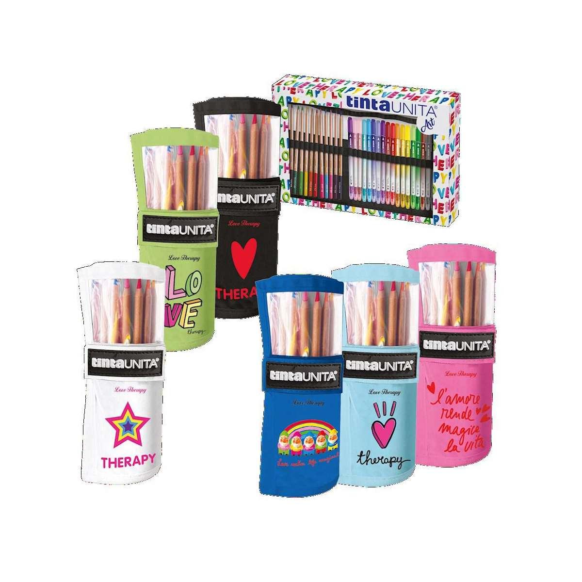 Tintaunita art love therapy -  rotolo cotone (18 brush +12 pastelli acquarellabili)