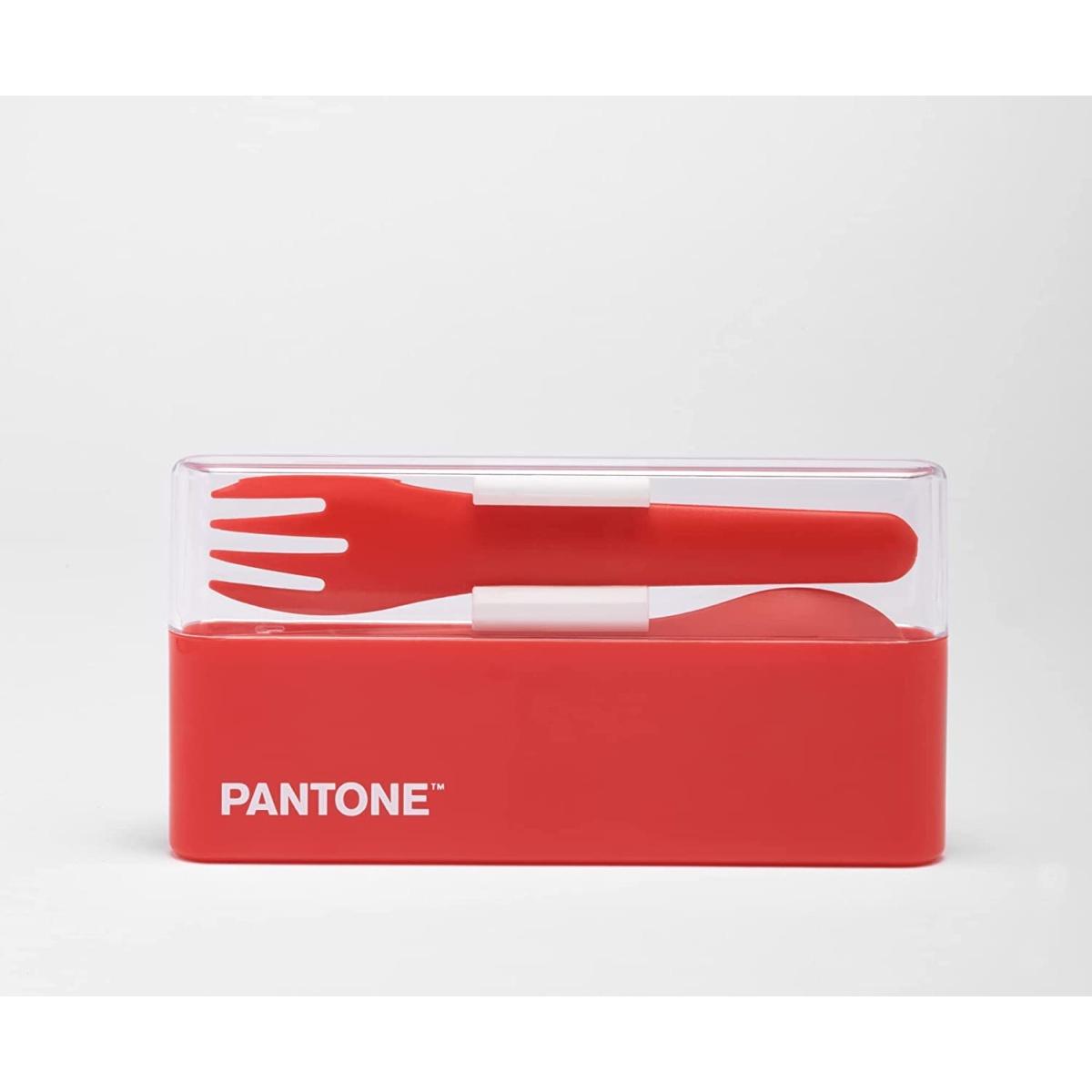 Pantone - set di posate da viaggio (forchetta - cucchiaio - coltello) con pratica custodia rigida