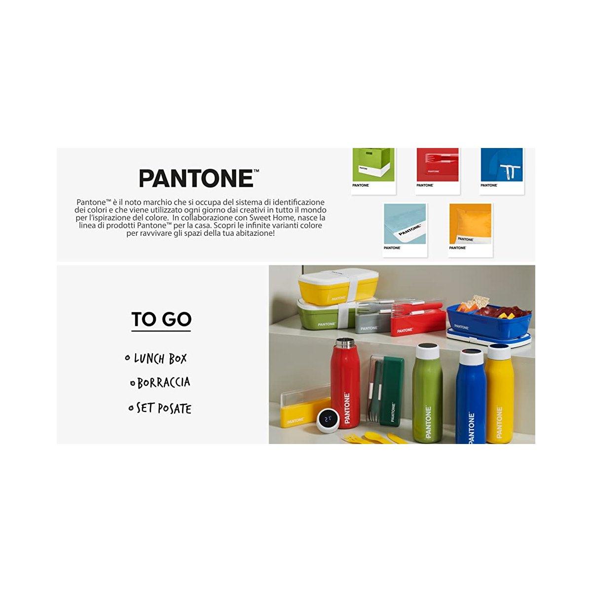 Pantone - set di posate da viaggio (forchetta - cucchiaio - coltello) con pratica custodia rigida
