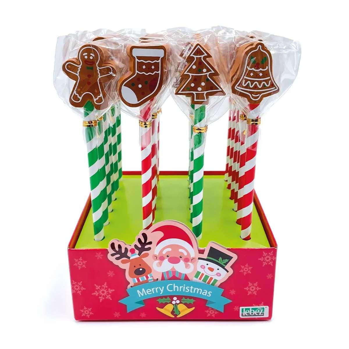 Lebez - matita con top in gomma natalizia in 4 soggetti assortiti