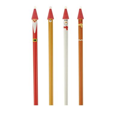 Lebez - matita con top in gomma natalizia  - 4 soggetti assortiti