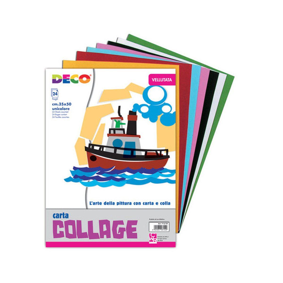 Deco - carta vellutata - album - 35 x 50 cm - 30 fg - 130 gr - colori assortiti