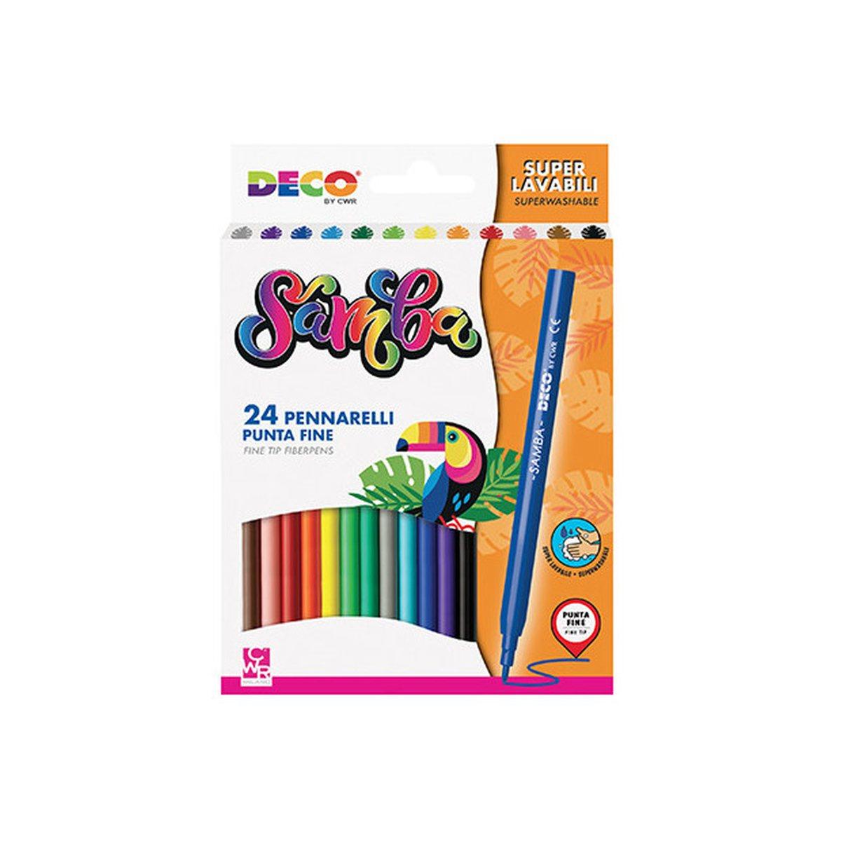 Deco - pennarelli colorati samba superlavabili - scatola da 24 pz