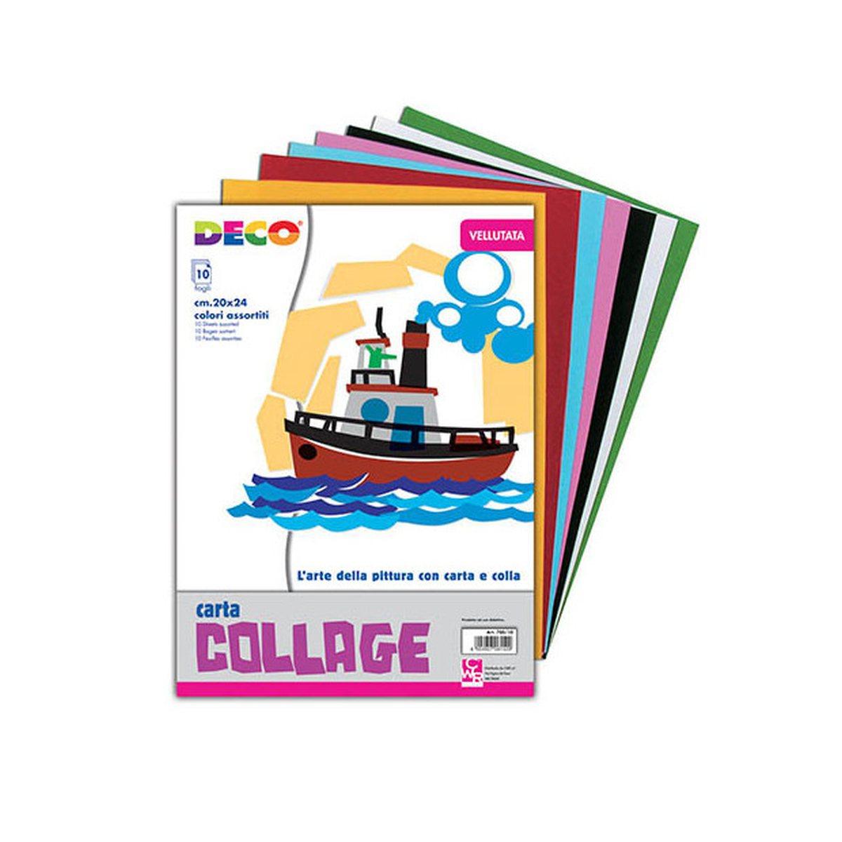 Deco - carta collage vellutata - album - 20 x 24 cm - 10 fg - 130 gr