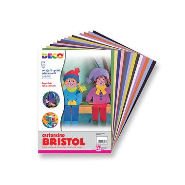 Deco - cartoncino bristol set da 21 fogli - 50 x 70 cm - 200 gr/mq - colori assortiti