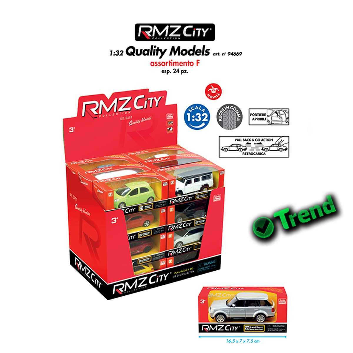 Dal negro - rmz city pull back  - auto in metallo - scala 1 : 32