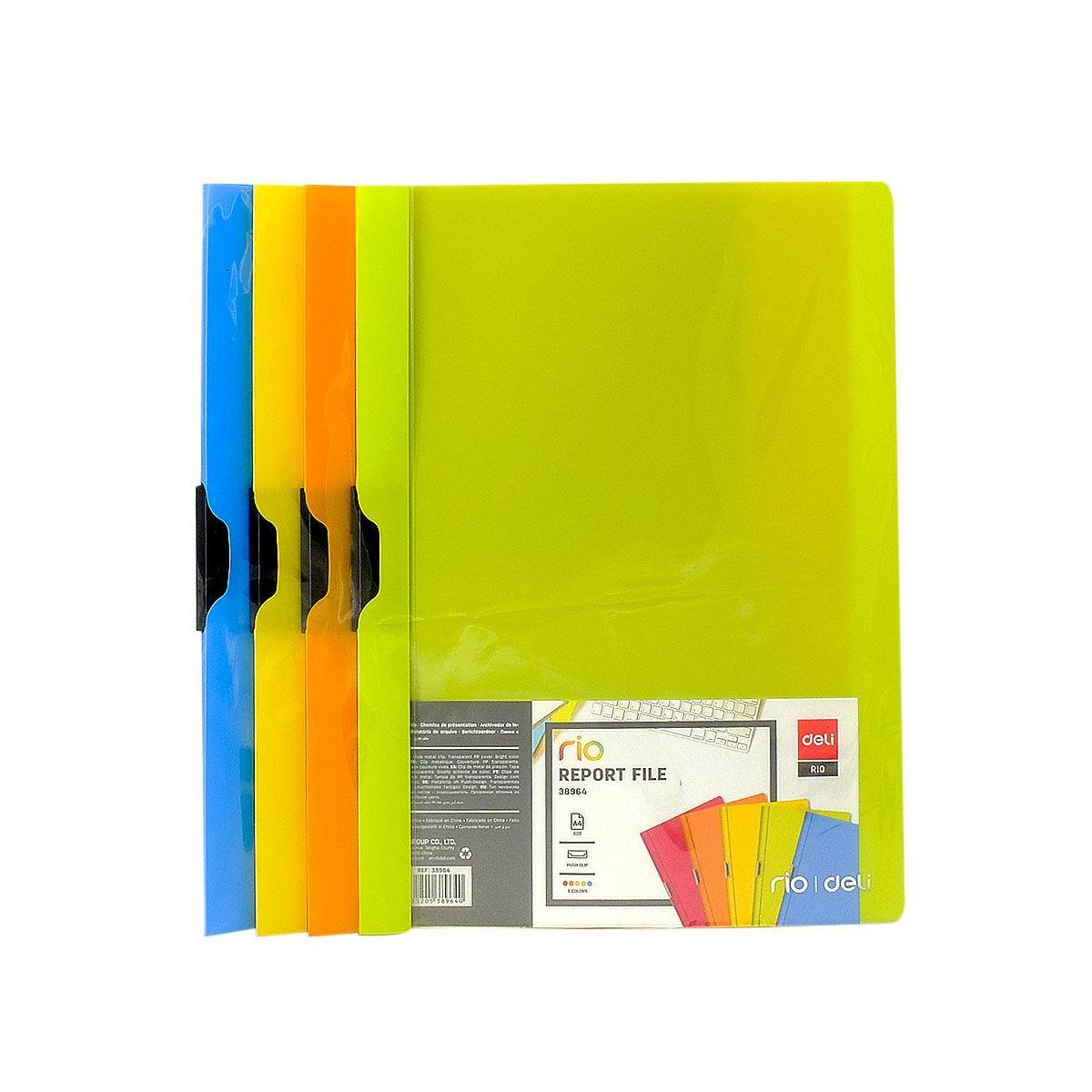 Deli - copertina portablocco in ppl cvon clip in metallo - 5 pz - colori assorti