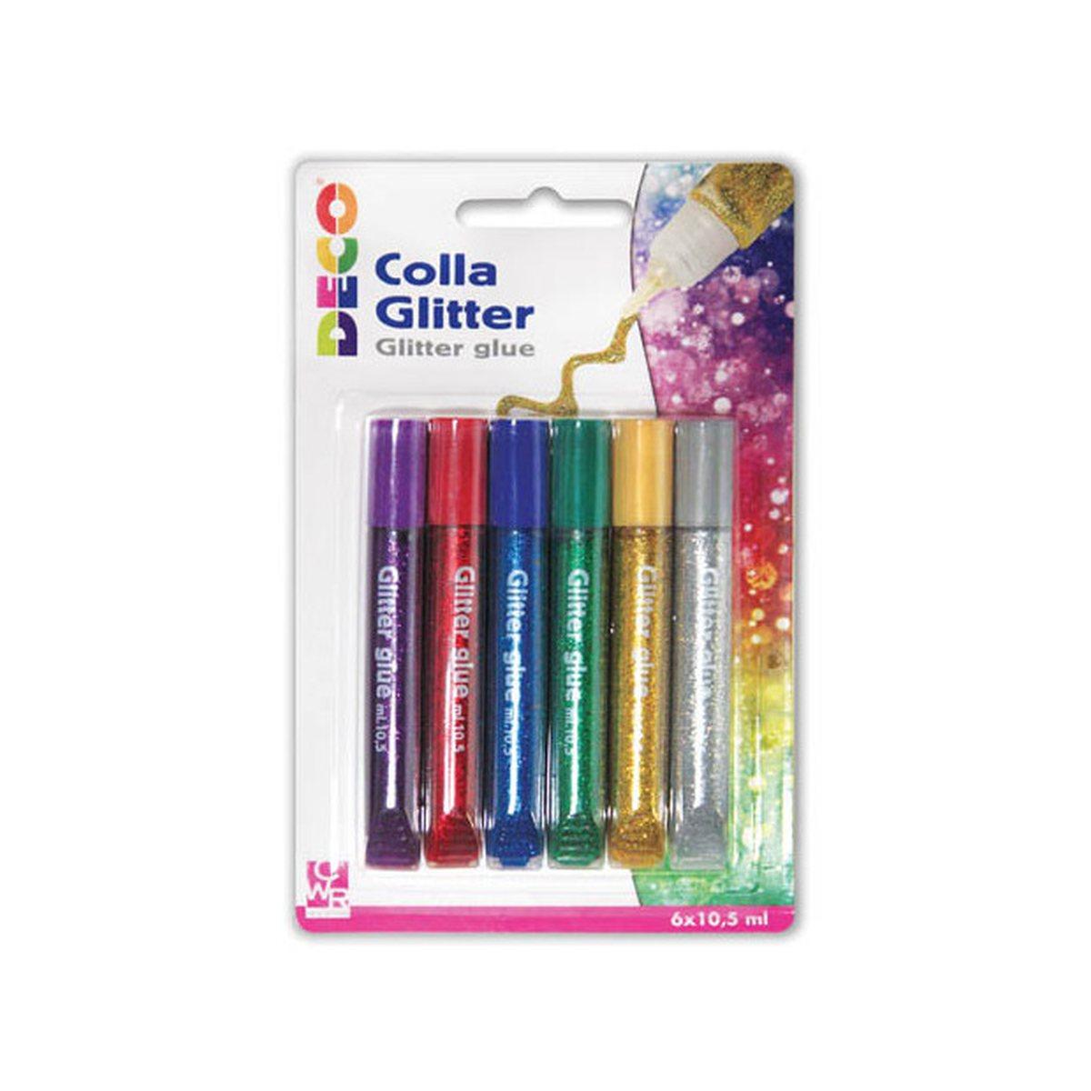 Colla clitter - blister 6 penne da 10,5 ml