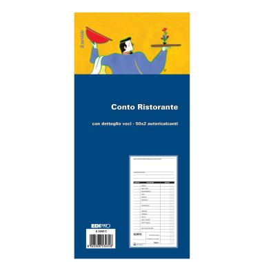 Edipro - blocco conto ristorante con dettaglio voci 50 x 2 autoricalcante - formato 22 x 9,9 cm