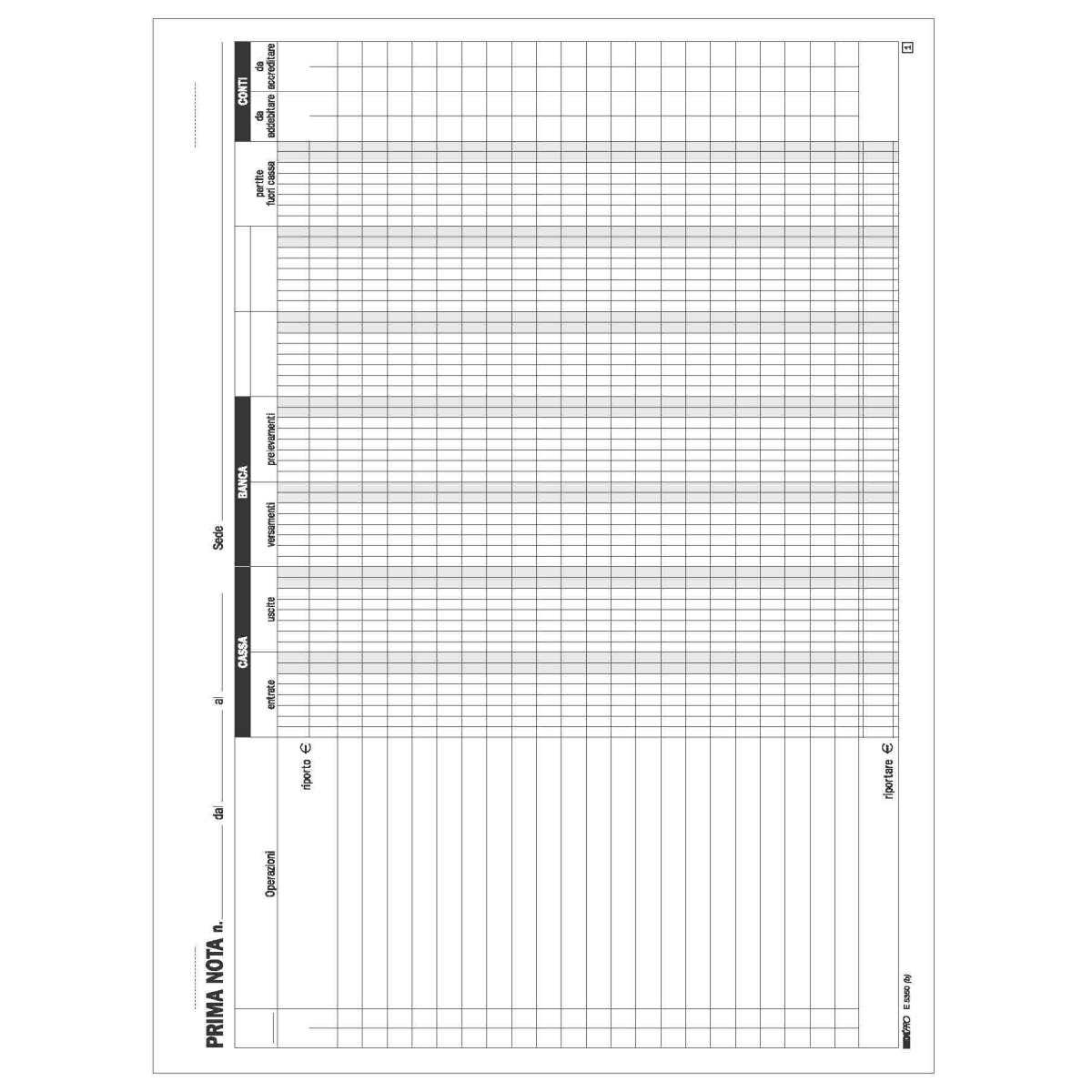 Edipro - blocco prima nota cassa 50×2 autoricalcante (cassa-banca)  formato 22 × 29,7 cm
