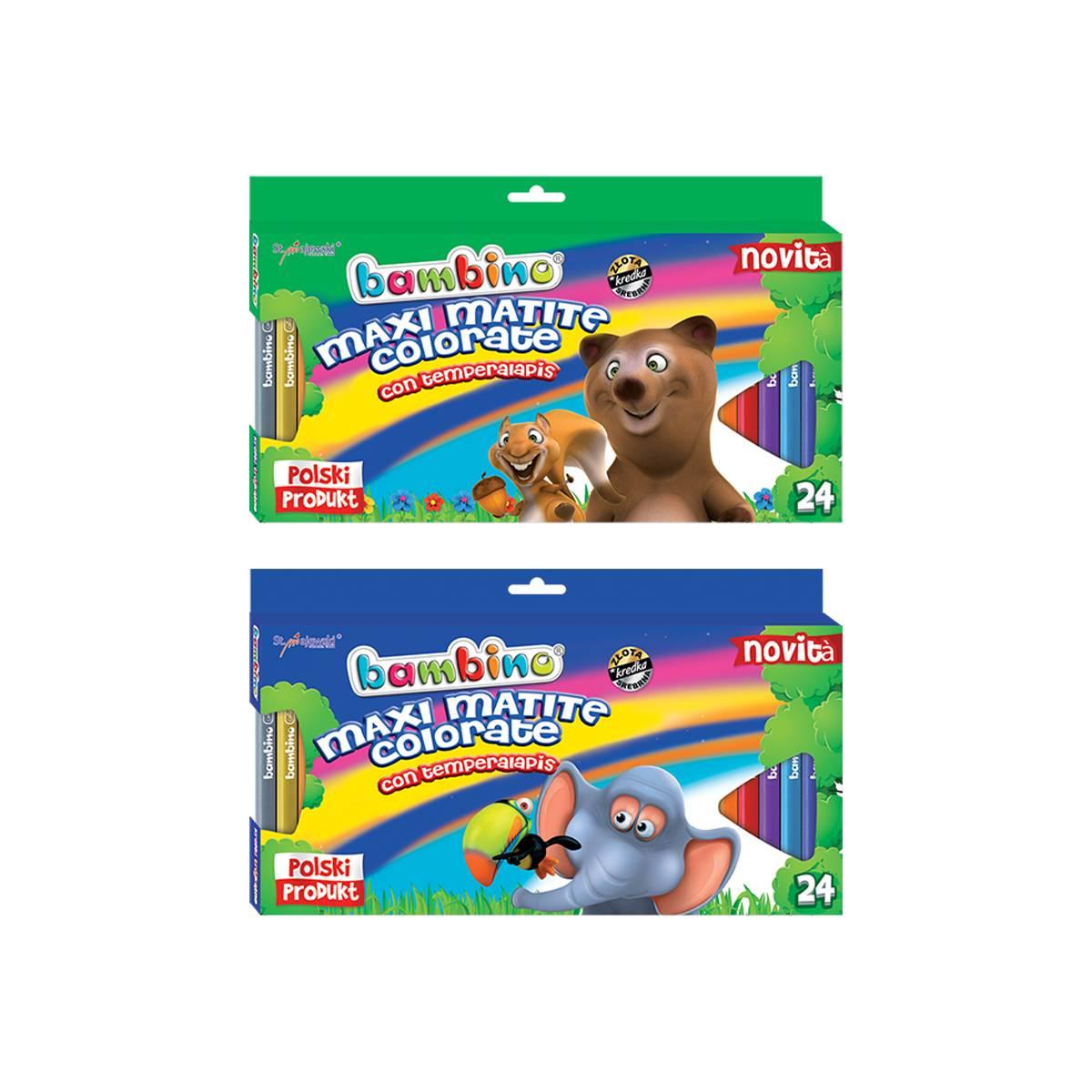 Bambino - maxi matita colorata + temperalapis 24 colori