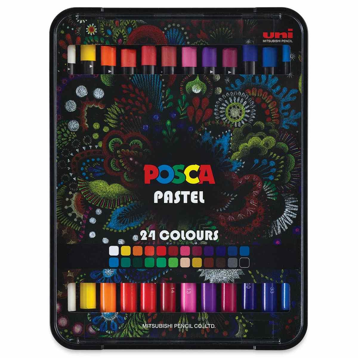 Posca uni pastel - pastelli a cera professionale - 24 pz