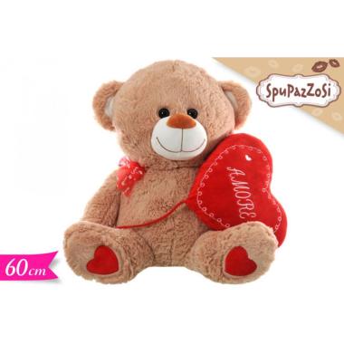 Orso c/cuore e fiocco 60 cm