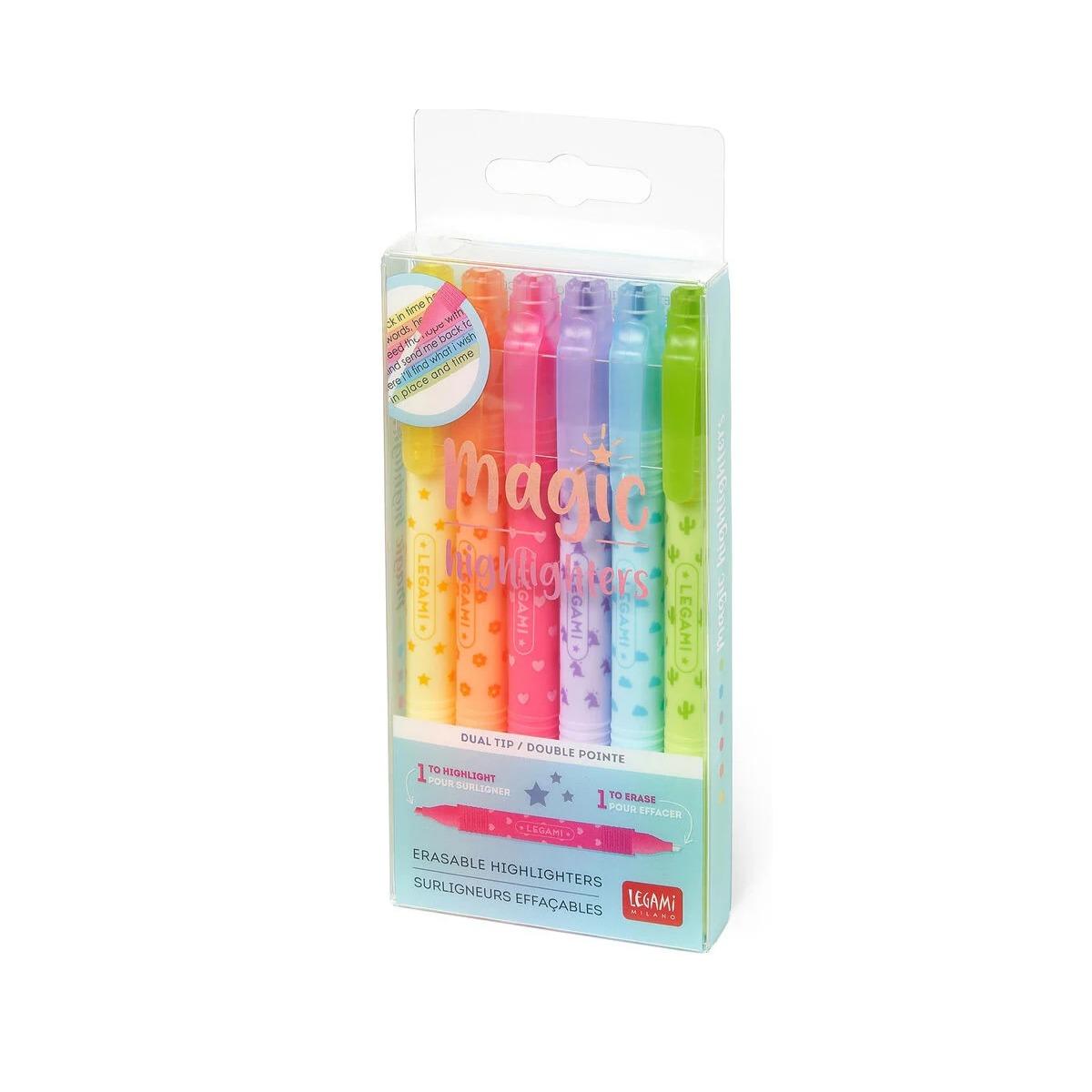 Legami - set di 6 evidenziatori cancellabili - magic highlighters