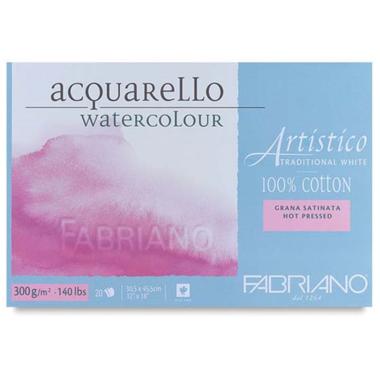 Blocco collato 4 lati - artistico traditional white grana satinata - 20 fogli 300 gr - formato 30,5 x 45,5 cm