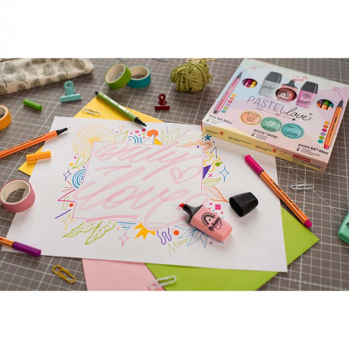 Stabilo - set mini world pastel love 18 pezzi