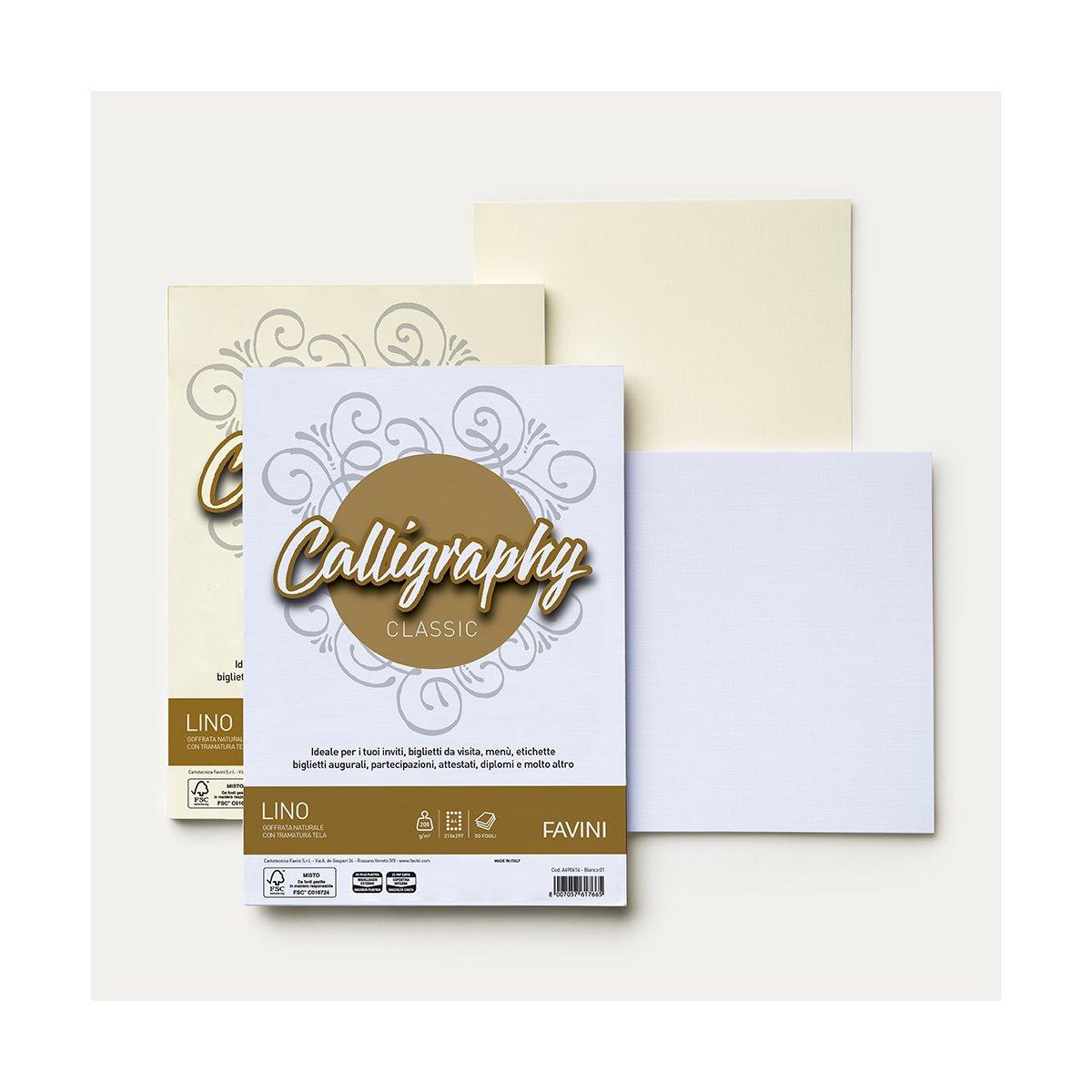 Favini - calligraphy classic lino - a4 - 50 fogli