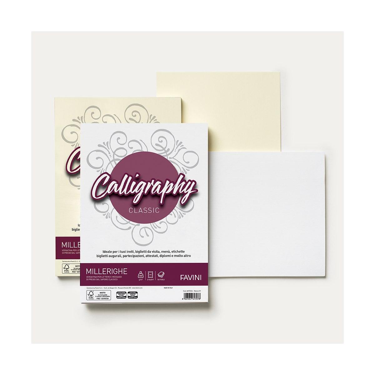 Favini - calligraphy classic millerighe - a4 - 50 fogli
