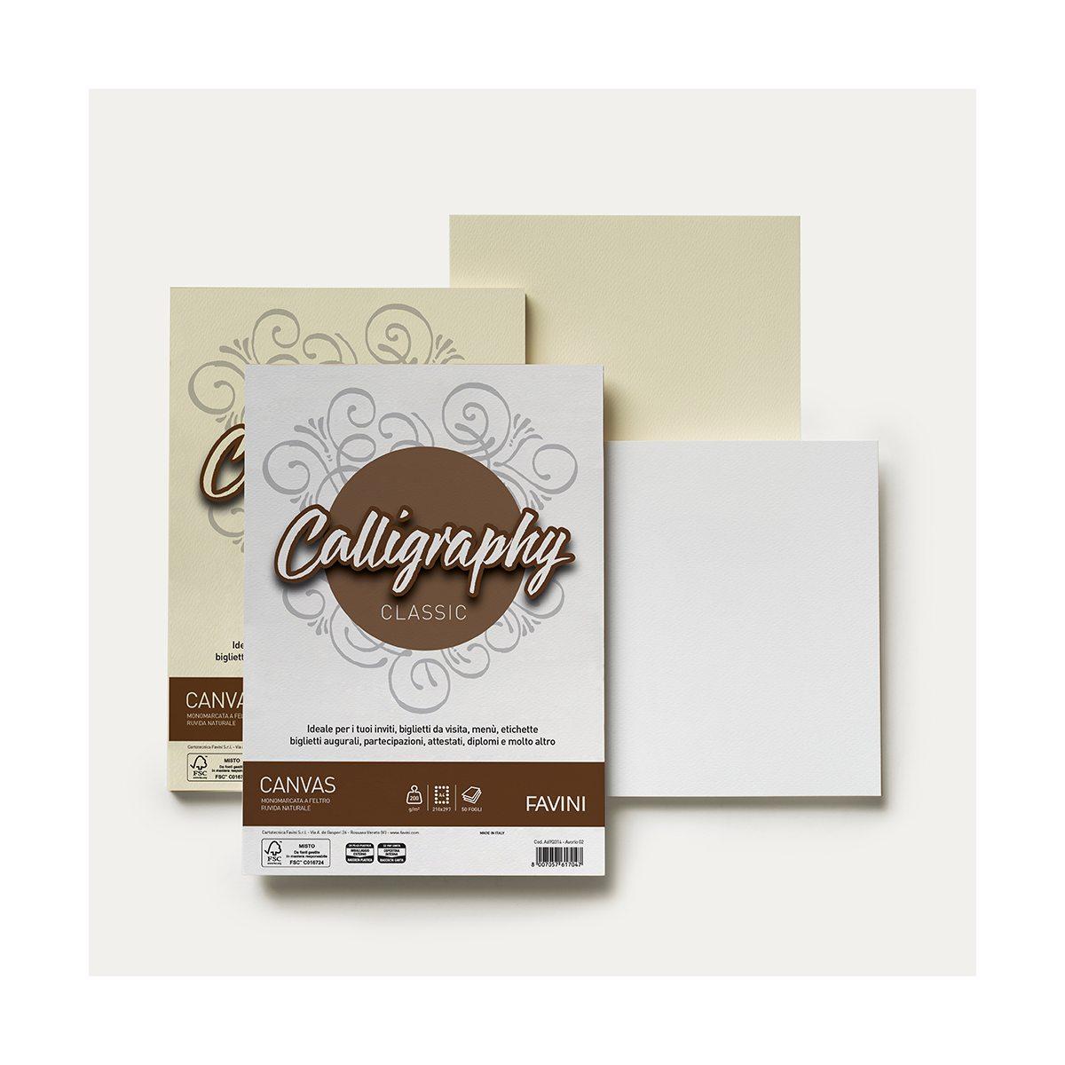 Favini - calligraphy classic canvas - a4 - 50 fogli