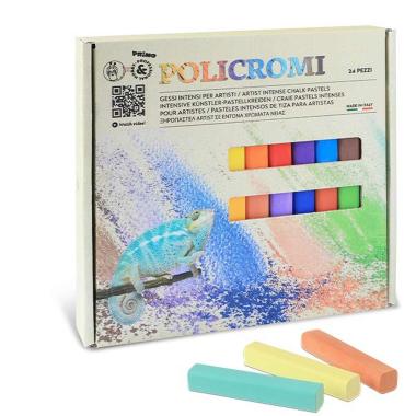 Primo - 24 policromi - 14 x 14 x 80 mm - gessi intensi per artisti - 24 colori